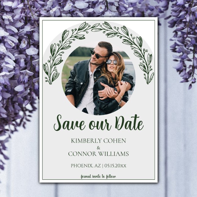 Emerald Green Garland Photo Save the Date (Emerald Green Garland Photo Save the Date)