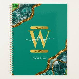 Emerald Green & Gold Agate Parties scintillant Mon