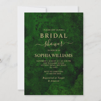 Emerald Green & Gold Bridal Shower Invitation