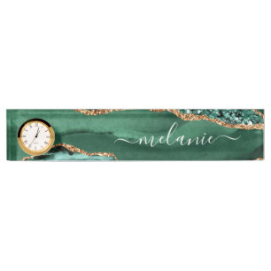 Emerald Green Gold Nom personnalisé Bureau Plaque 