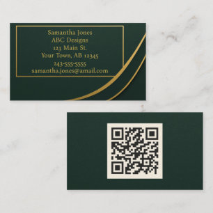 Emerald Green & Gold QR Code Carte de visite
