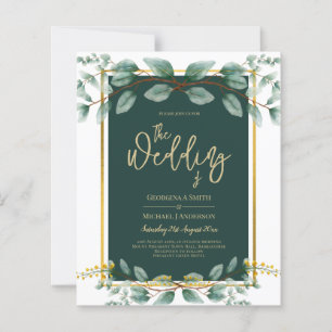 Emerald Green Gold Wedding Invitations numérique