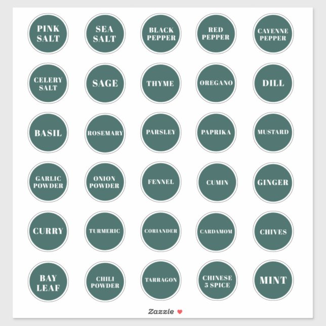 Emerald Green Herb et Étiquettes d'épices (Feuille)