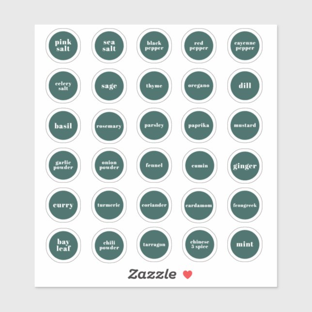 Emerald Green Herb et Étiquettes d'épices (Feuille)