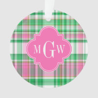 Emerald Green Hot Pink Wht Preppy Madras