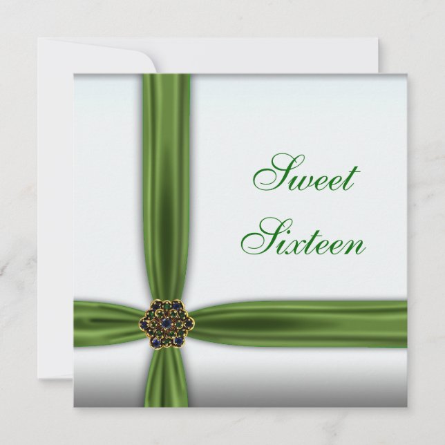 Emerald Green Jewel Sweet sixteen Invitation (Devant)