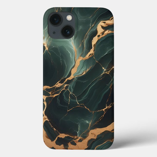 Emerald Green Marble iPhone 13 Coque (Verso)