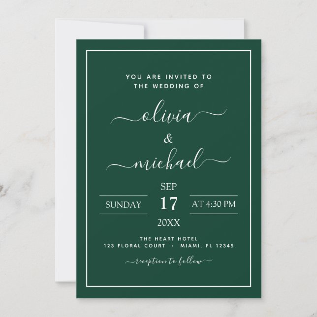 Emerald Green Mariage avec invitation photo (Devant)