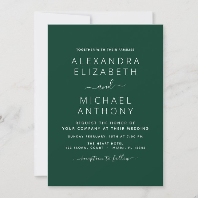 Emerald Green Mariage avec invitation photo (Devant)