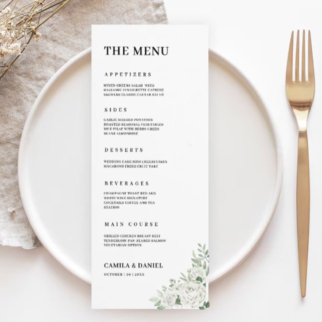 Emerald Green Mariage Cartes de menu Modèle (Emerald Green Wedding Menu Cards Template)