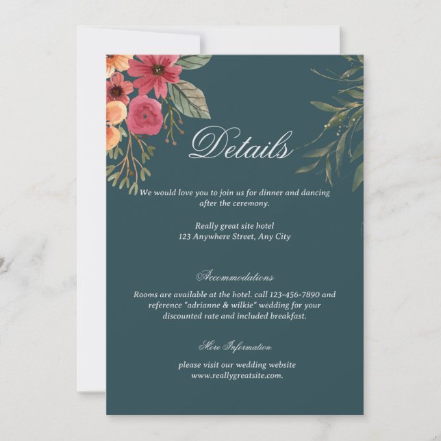 Emerald Green Mariage Détails Carte de boîtier (Devant)