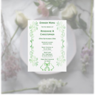 Emerald Green Mariage Menu Card Bells Scrollwork