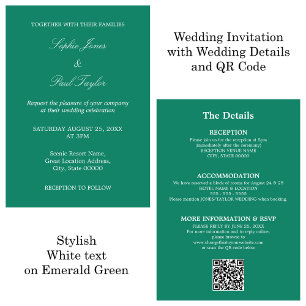 Emerald Green Mariage QR Code RSVP Invitation