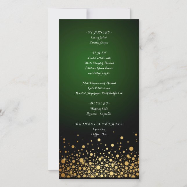 Emerald Green Menu mariage populaire (Devant)