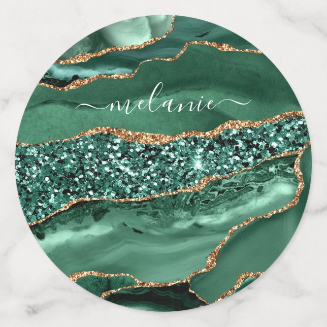 Emerald Green Parties scintillant or Confetti Nom  (Grand verso)