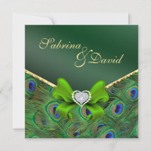 Emerald Green Peacock Faire-part de mariage