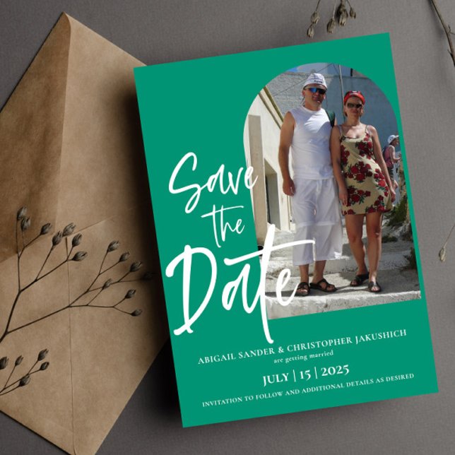 Emerald Green Photo Enregistrer la date Invitation (Créateur téléchargé)