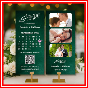 Emerald Green PHOTO QR Code Calendrier Enregistrer