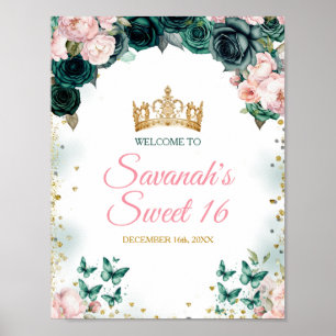Emerald Green Quinceañera Affiche de bienvenue ros