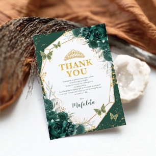 Emerald Green Quinceanera Butterfly Carte de remer