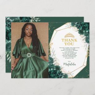 Emerald Green Quinceañera Carte de remerciements p