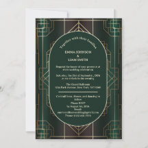 Emerald Green Roaring 20s Faire-part de mariage