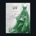 Emerald Green Robe Snowflakes Sweet 16 Invitation<br><div class="desc">Budget Silver Emerald Green Robe Snowflakes Winter Sweet 16 Invitation</div>