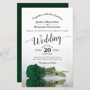 Emerald Green Rose Faire-part de mariage BUDGET