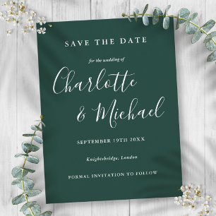 Emerald Green Script Wedding Enregistrer la carte