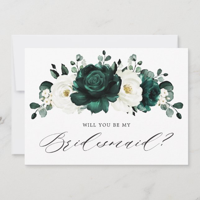 Emerald Green Serez-vous mon Bridesmaid Invitation (Devant)