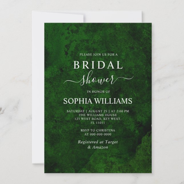 Emerald Green & Silver Bridal Shower Invitation (Devant)