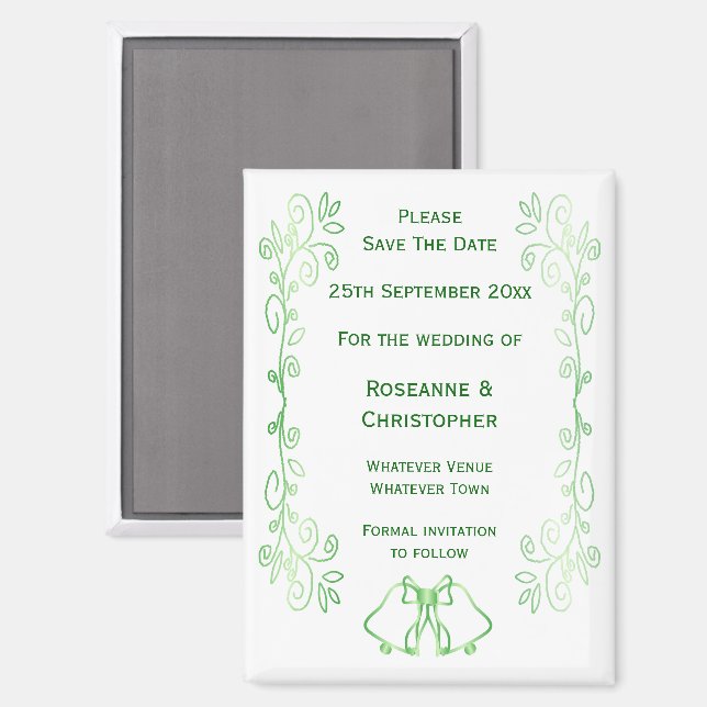 Emerald Green Wedding Enregistrer La Date Magnet B (Recto/Verso)