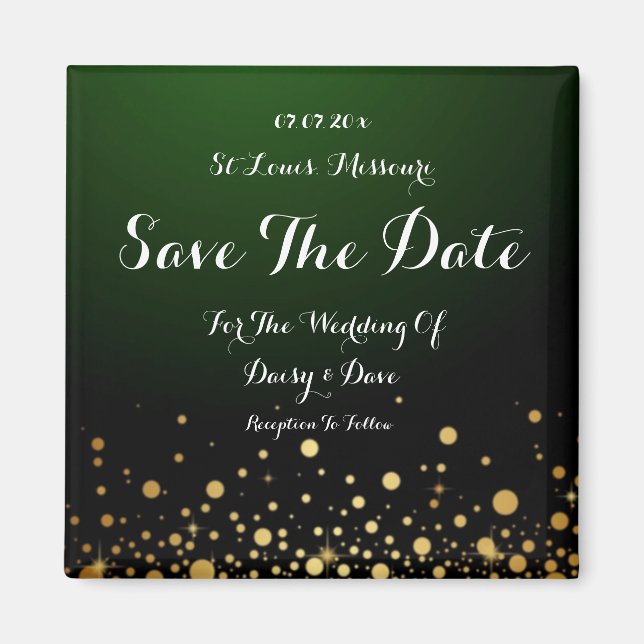 Emerald Green Wedding Enregistrer Le Magnet Date (Devant)