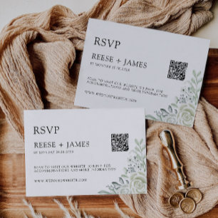 Emerald Green Wedding RSVP Card Modèle