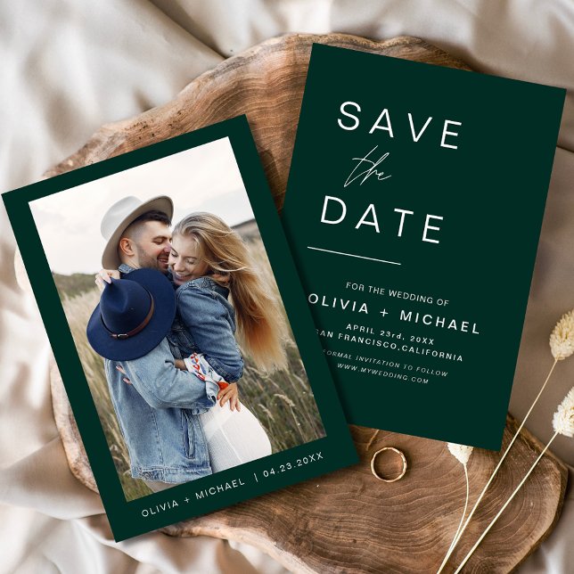 Emerald Green Wedding Save the Date Photo (Créateur téléchargé)