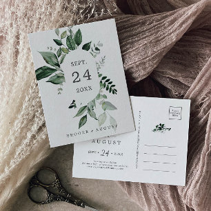 Emerald Greenery Enregistrer la date Carte postale