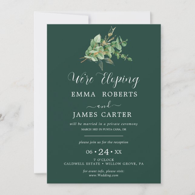 Emerald Greenery | Invitation de réception de mari (Devant)