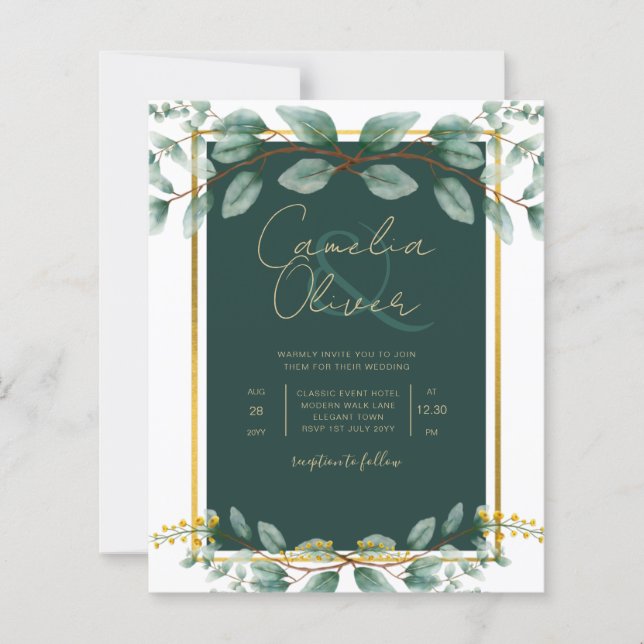 Emerald Greenery Mariage Botanical Nature Invitati (Devant)