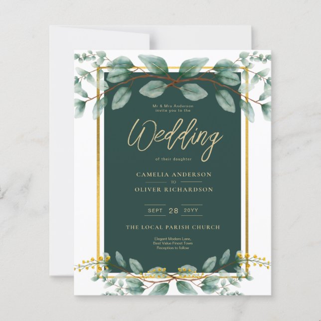Emerald Greenery Mariage Botanical Nature Invitati (Devant)