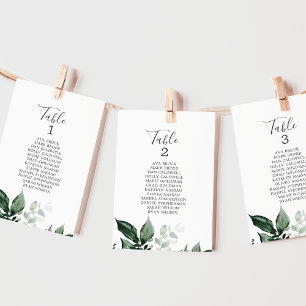 Emerald Greenery Numéro de tableau Siège Cartes de