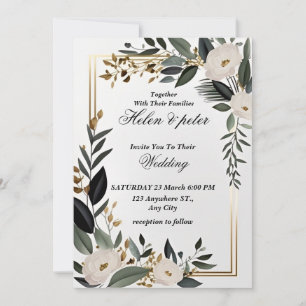 Emerald Greenery or Elegant Wedding Invitation