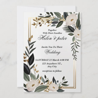 Emerald Greenery or Elegant Wedding Invitation