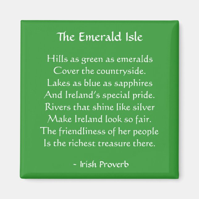 Emerald Isle Irish Proverbe Magnet (Devant)