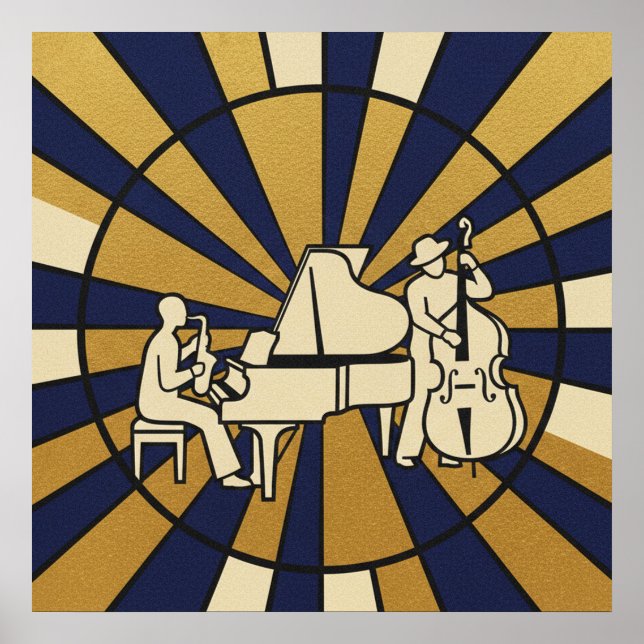 Emerald Jazz Diva Poster Green and Gold Music Art (Devant)