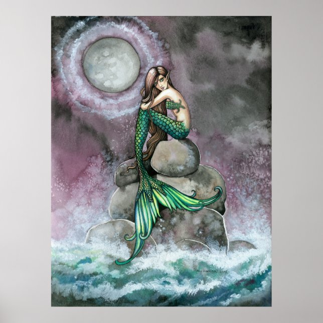 Emerald Mermaid Poster Print by Molly Harrison (Devant)
