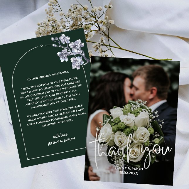 Emerald Modern Script Carte de remerciements photo (Emerald Modern Script Photo Thank You Card)