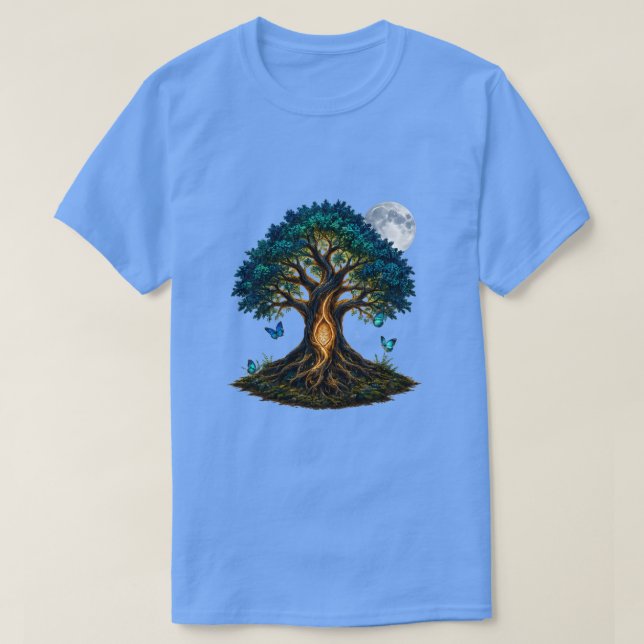 Emerald Moon Tree Blue T-Shirt (Design devant)