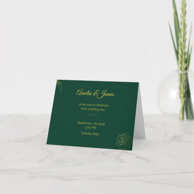 Emerald Romance Wedding Invitations (Devant)