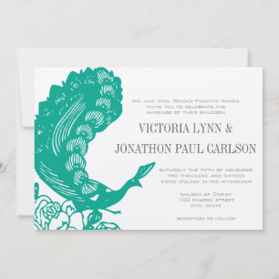 Emerald Vintage moderne Peacock Wedding Invitation