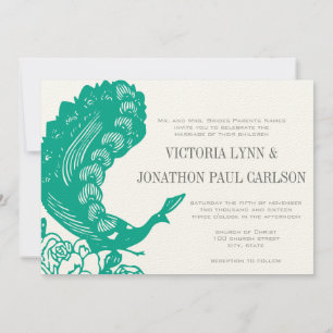 Emerald Vintage moderne Peacock Wedding Invitation